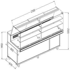 Diamond CFA21XR Static Hot & Cold Patisserie Deli Display Counter, 1500mm