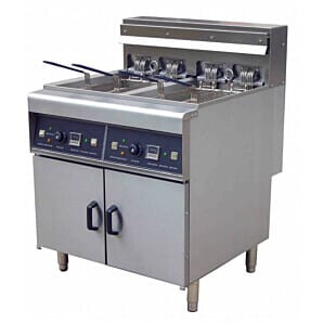 Chefsrange DF28L-2 Double Basket / Twin Tank Freestanding Electric Fryer, 2 x 18kW