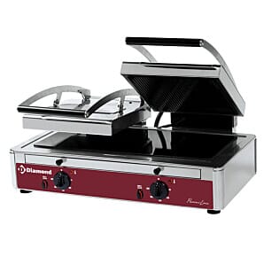 Diamond LGV62/F-N Ribbed Top Smooth Bottom Double Vitroceramics Panini Grill, 3.4kW