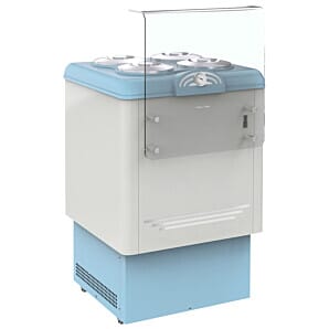 Front view of the Framec DOLCE VITA 4 Scoop Ice Cream Display, 4 x 7.5 Litre Carapine Pans