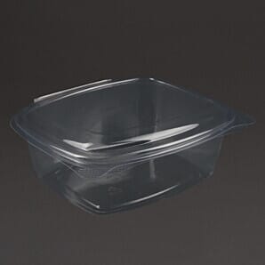 Vegware Compostable PLA Hinged-Lid Deli Containers 680ml / 24oz (Pack of 200) - (Code: DW627)