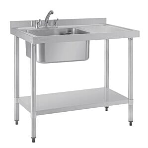 Front view of the Vogue DY820 Single Sink Right Hand Drainer, 1000mm
