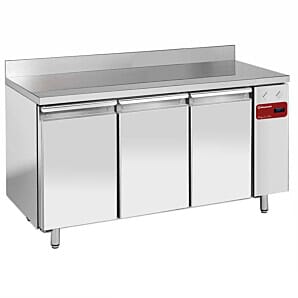 Diamond TS3B/HA 3 Door Stainless Steel Freezer Counter with Splashback, 405 Litres