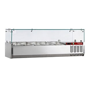 Diamond SX120/DV-R6 Stainless Steel Topping Unit with Sneezeguard, 5 x 1/4 GN