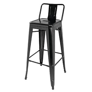 Bolero Bistro Steel High Stool With Backrest Black (Pack of 4) - DL882
