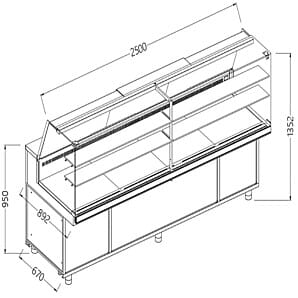 Diamond VA25XR Snack Patisserie Display Counter, 2500mm