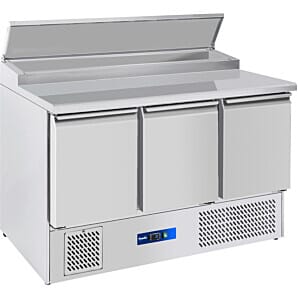 Prodis EC-3PREP 3 Door Compact Refrigerated Preparation Counter with 8 x 1/6 GN Topping Well, 410 Litres