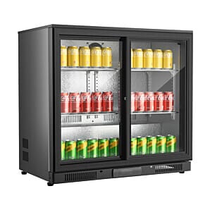 Commercial Sliding Double Door Bottle Cooler, 180 x 330ml Bottles