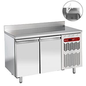 Diamond TG2N/HA-R2EV 2 Door Stainless Steel Freezer Counter with Splashback & Sink