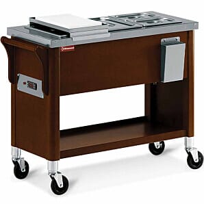 Diamond CMB-312W Wengé Wood Warming Bain Marie Buffet Tray Bar, 3 x 1/2 GN