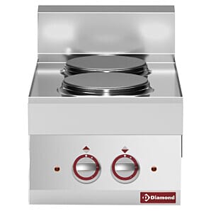 Diamond E65/2P4T-N 2 Rounded Hobs Countertop Electric Range Cooker, 5.2kW