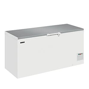 Front view of the Elcold EL61SS Stainless Steel Solid Lid Chest Freezer, 607 Litres

