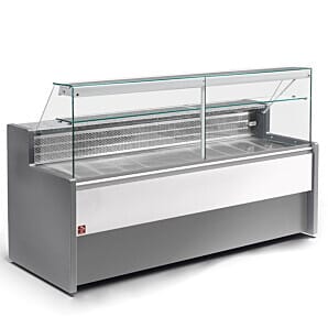 Diamond RO15/E8-R2 Stainless Steel Flat Glass Refrigerated Serveover Display with Understorage, 1500mm