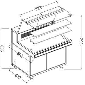 Diamond CFA10X Refrigerated & Heated Display Counter without Understorage, 1000mm