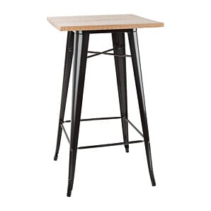 Bolero Bistro Bar Table with Wooden Top Black (Single) - FB595