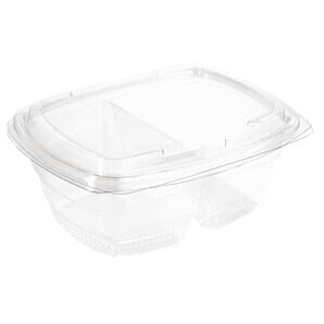 Faerch Fresco Two-Compartment Recyclable Deli Containers With Lid 900ml / 32oz - (Code: FB359)
