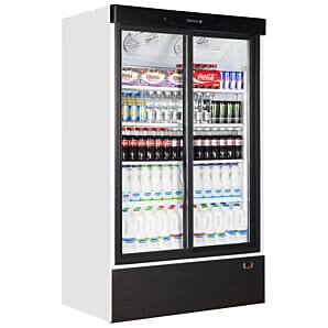 Front view of the Tefcold FS1202S Glass Double Door Merchandiser, 895 Litres
