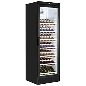 Front view of the Tefcold FS1380WB Upright Wine Cooler, 78 Wine Bottles with display wine