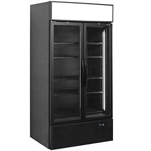 Tefcold FSC1000H-BLACK Glass Hinged Double Door Merchandiser, 796 Litres