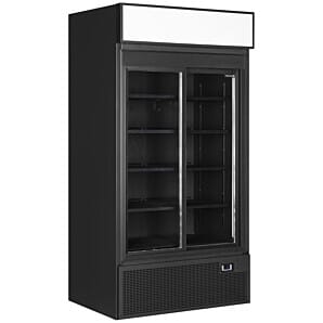 Tefcold FSC1000S-BLACK Glass Sliding Double Door Merchandiser, 796 Litres
