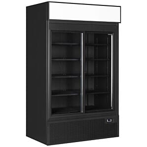 Tefcold FSC1200S-BLACK Glass Sliding Double Door Merchandiser, 987 Litres