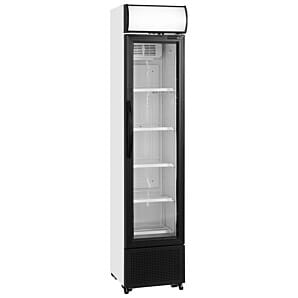 Front view of the Tefcold FSC175H Glass Single Door Merchandiser, 182 Litres