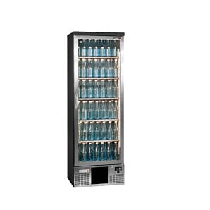 Gamko Maxiglass MG3/300RGCS Right Hand Hinged Stainless Steel Frame Glass Door Upright Bottle Cooler 300ltrs