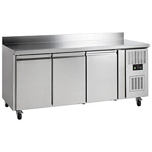 Tefcold GC73 3 Door Stainless Steel Gastronorm Refrigerated Counter with Splashback, 417 Litres