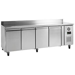 Tefcold GC74 4 Door Stainless Steel Gastronorm Refrigerated Counter with Splashback, 553 Litres