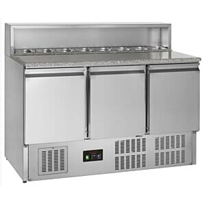 Tefcold GP93 3 Door Gastronorm Preparation Counter, 400 Litres