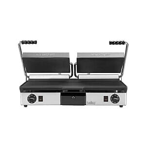 Front view of the Hallco MEMT16053XNS Double Flat Contact Panini Grill
