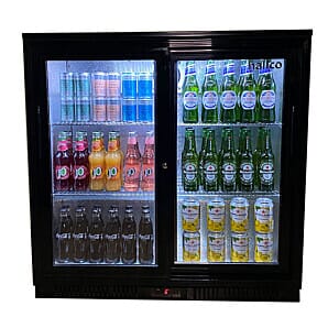Hallco HC2BK-SD Undercounter Sliding Double Door Bottle Cooler, 223 Litres