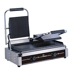 Chefmaster HEA751 Double Ribbed/Flat Contact Electric Griddle, 2 x 1.8kW