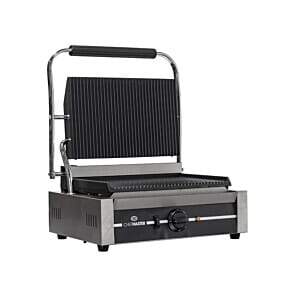 Chefmaster HEA787 Large Single Ribbed Contact Electric Griddle, 2.2kW