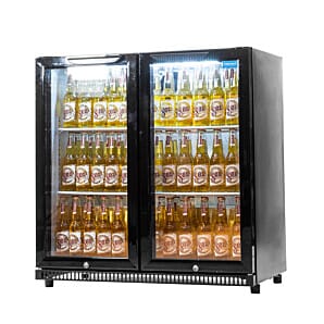 Arctica HEC816 Hinged Black Double Door Bottle Cooler, 193 Litres