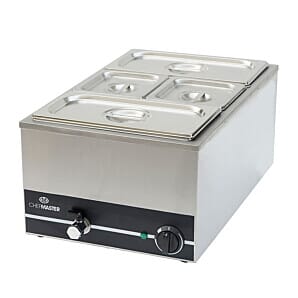 Chefmaster HEF577 1/1GN Electric Wet Heat Well Bain Marie With Tap & Pans