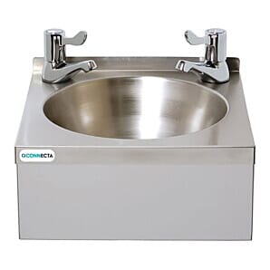 Connecta HEF718 Stainless Steel Wash Hand Basin with Lever Taps