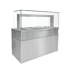 Parry HGBM5 Stainless Steel Electric Heated Bain Marie Servery with Glass, 3.8kW