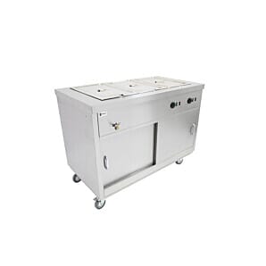 Parry HOT12BM Stainless Steel Electric Heated Bain Marie Mobile Hot Cupboard, 2.9kW