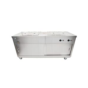 Parry HOT18BM Stainless Steel Electric Heated Bain Marie Mobile Hot Cupboard, 5.8kW