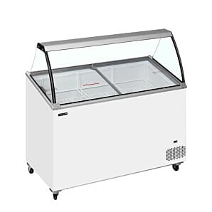 Front view of the Tefcold IC400SCE + CANOPY Scoop Ice Cream Display, 9 x 5 Litres Napoli Tubs