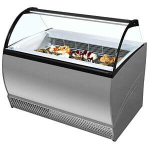 Front view of the ISA ISABELLA 10LX Scoop Ice Cream Display, 10 x 5 Litre Napoli Pans