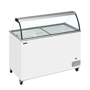 Front view of the Tefcold IC400SC + CANOPY Scoop Ice Cream Display, 10 x 5 Litres Napoli Tubs