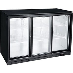 Blizzard LOWBAR3SL Sliding Triple Door Low Height Back Bar Bottle Cooler, 280 Litres