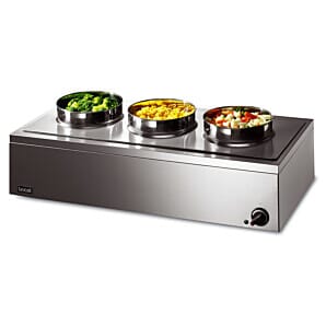 Lincat LRB3W Lynx 400 Electric Counter-top Bain Marie - Wet Heat - inc. 3 x Round Pots - W 850 mm - 0.75 kW