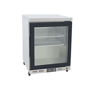 Front view of the Atosa MBC24G Single Glass Door Undercounter Fridge, 145 Litres