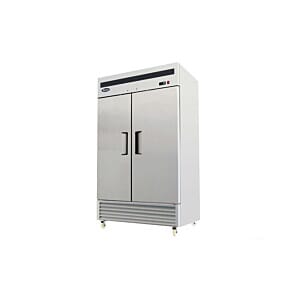 Front view of the Atosa MBF8183GR Double Door Bottom Mounted Upright Gastronorm Freezer, 1300 Litres

