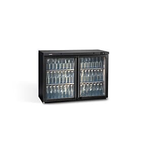 Front view of the Gamko MG3/275G Maxiglass Hinged Glass Double Door Undercounter Bottle Cooler, 275 Litres