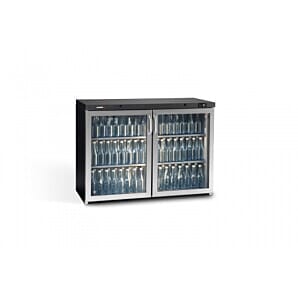 Gamko Maxiglass MG3/275GCS Hinged Double Stainless Steel Frame Glass Door Undercounter Bottle Cooler 275ltrs