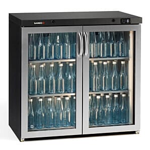 Gamko Maxiglass MG3/250GCS Hinged Double Stainless Steel Frame Glass Door Undercounter Bottle Cooler 250ltrs